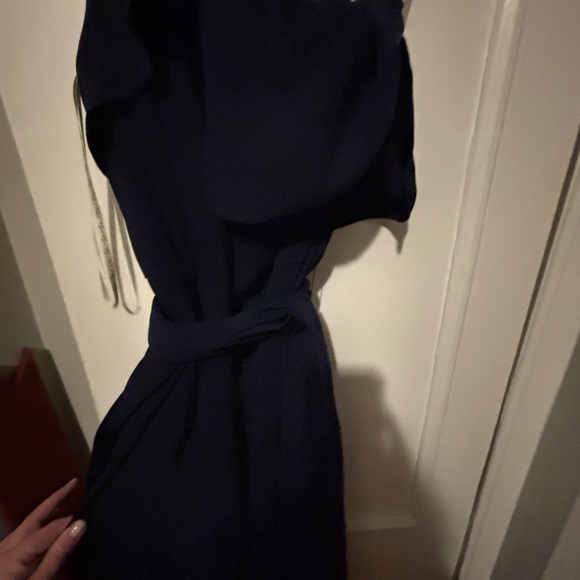 Elegant Navy One-Shoulder Jumpsuit - Picture 3 of 10